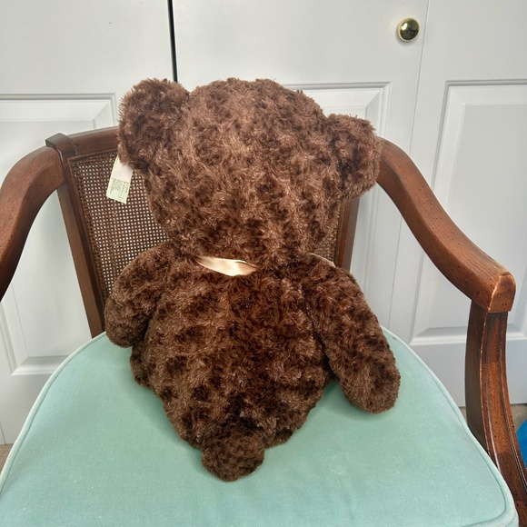 NWT Creature Comforts Soft Stuffed Brown Teddy Bear with Gold Satin Bow - Picture 4 of 6